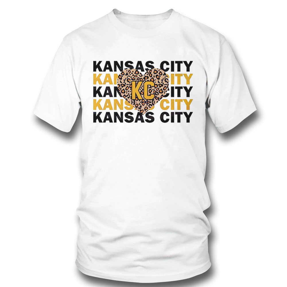 Kansas City Chiefs Football Leopard Heart Shirt Ladies Tee