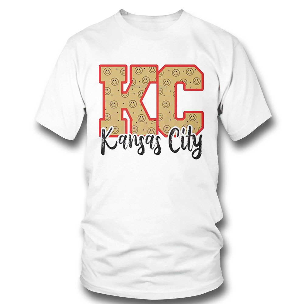 Kc Smiley Face Kansas City Chiefs Fans Shirt Ladies Tee