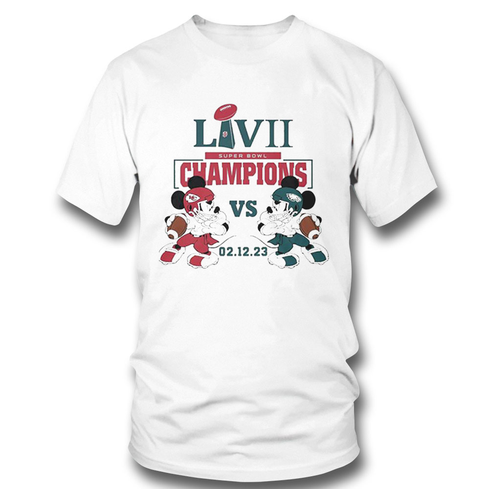 Mickey Mouse Eagles Vs Chiefs Super Bowl Lvii Champions 2023 Shirt