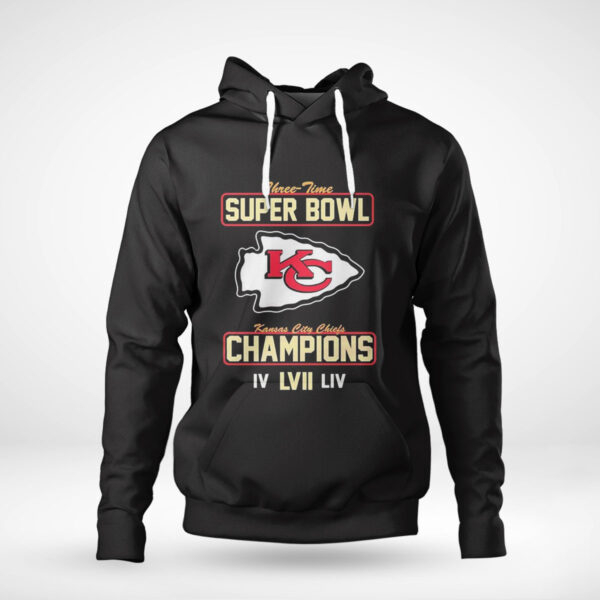 Kansas City Chiefs Super Bowl LVII Champions 3 Time Super Bowl T-Shirt