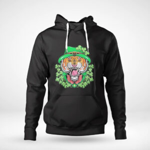 1 Hoodie St Patricks Day Lucky Shamrock Tiger Shirt Hoodie