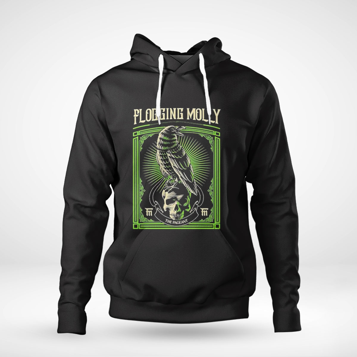 Black Crow And Skull Green Background Flogging Molly Shirt Longsleeve