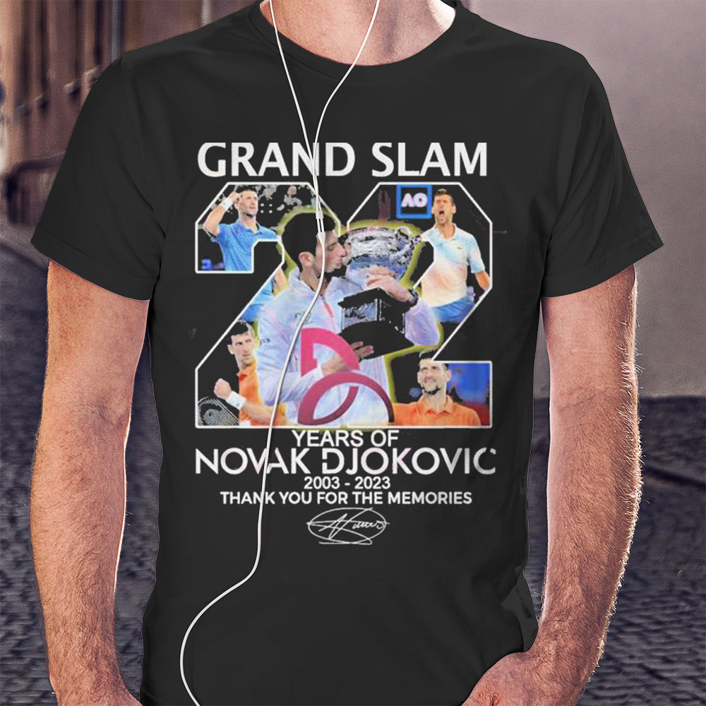 Grand Slam 22 Years Of Novak Djokovic 2003 2023 Thank You For The Memories Shirt Ladies T-shirt