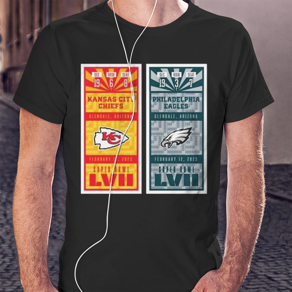 Kansas City Chiefs Vs Philadelphia Eagles Super Bowl Lvii Matchup Golden Ticket Shirt Ladies T-shirt