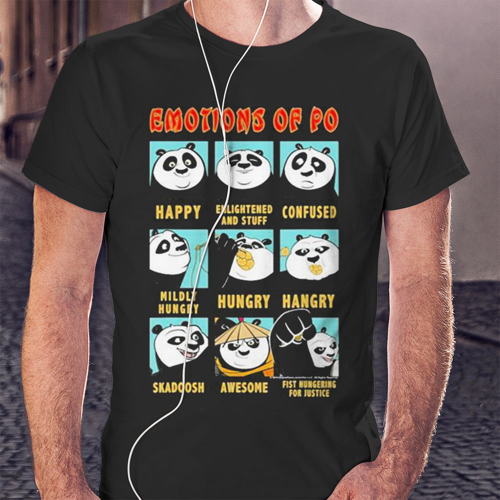 Kung Fu Bear Emotions Of Po Portrait Grid Shirt Ladies T-shirt
