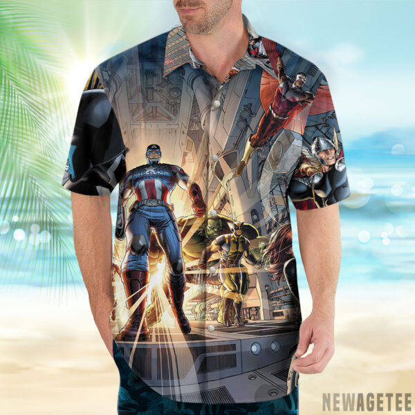 Avengers By Dustin Weaver Hawaiian Shirt Short Sleeve Button Up