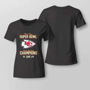 Lady Tee Kansas City Chiefs Super Bowl LVII Champions 3 Time Super Bowl T Shirt