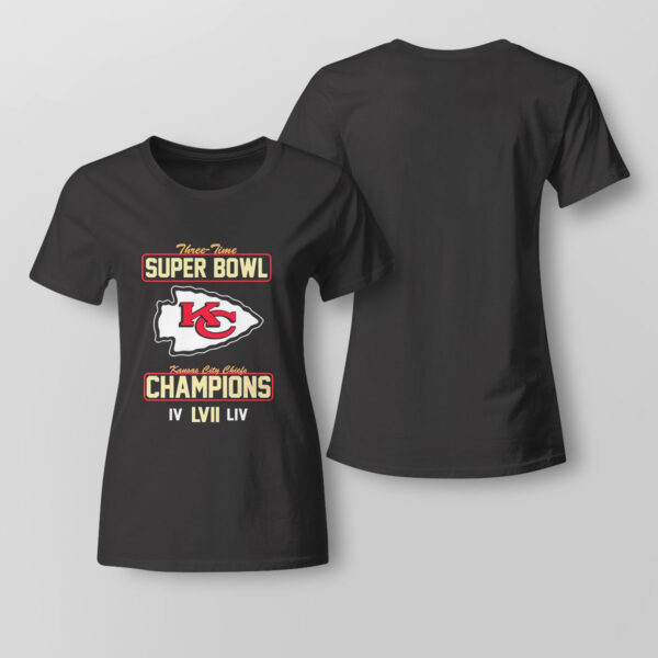 Kansas City Chiefs Super Bowl LVII Champions 3 Time Super Bowl T-Shirt
