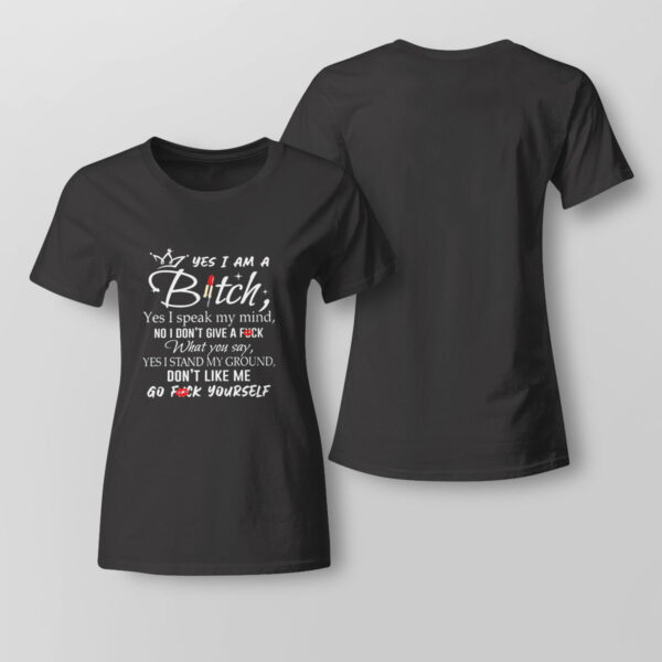 Yes I Am A Bitch Yes I Speak My Mind No I Dont Give A Fuck What You Say Yes I Stand My Ground T-Shirt