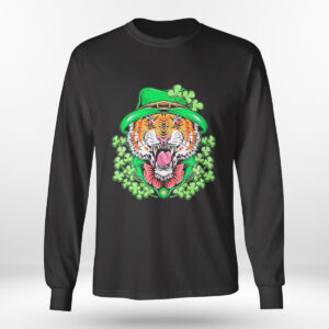 Longsleeve shirt St Patricks Day Lucky Shamrock Tiger Shirt Hoodie