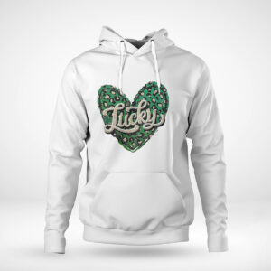 Pullover Hoodie St Patricks Day Lucky Leopard Heart Shirt Hoodie