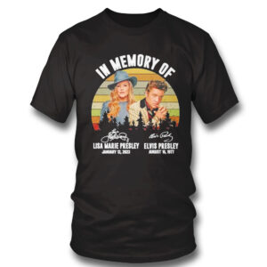 black Shirt In Memory Of Lisa Marie Presley 2023 And Elvis Presley 1977 Signatures Shirt Hoodie