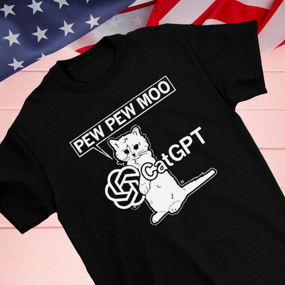 Pew Pew Moo Catgpt Art Shirt Longsleeve T-shirt