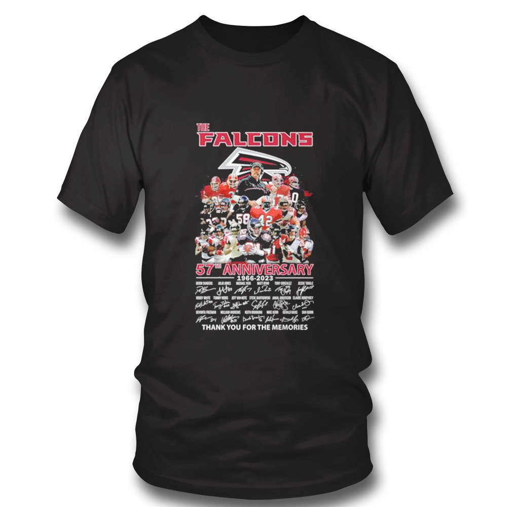 The Atlanta Falcons 57th Anniversary 1966 2023 Thank You For The Memories Signatures Shirt