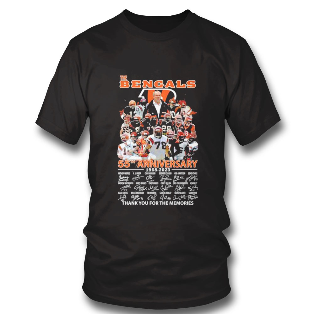 The Cincinnati Bengals 55th Anniversary 1968 2023 Thank You For The Memories Signatures Shirt