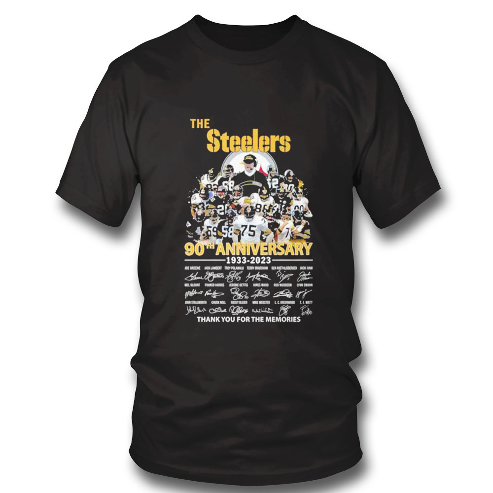 The Pittsburgh Steelers 90th Anniversary 1933 2023 Thank You For The Memories Signatures Shirt
