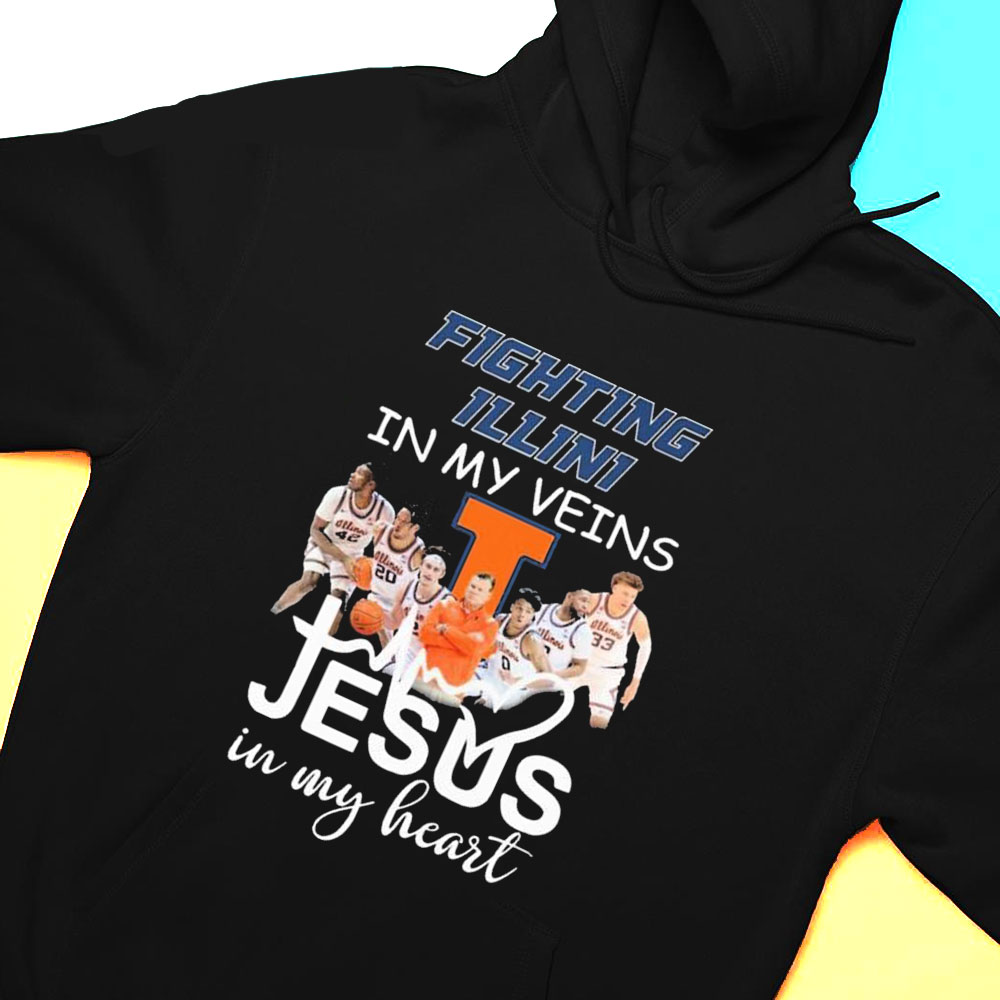 Fighting Illini Mens Basketball In My Veins Jesus In My Heart Shirt