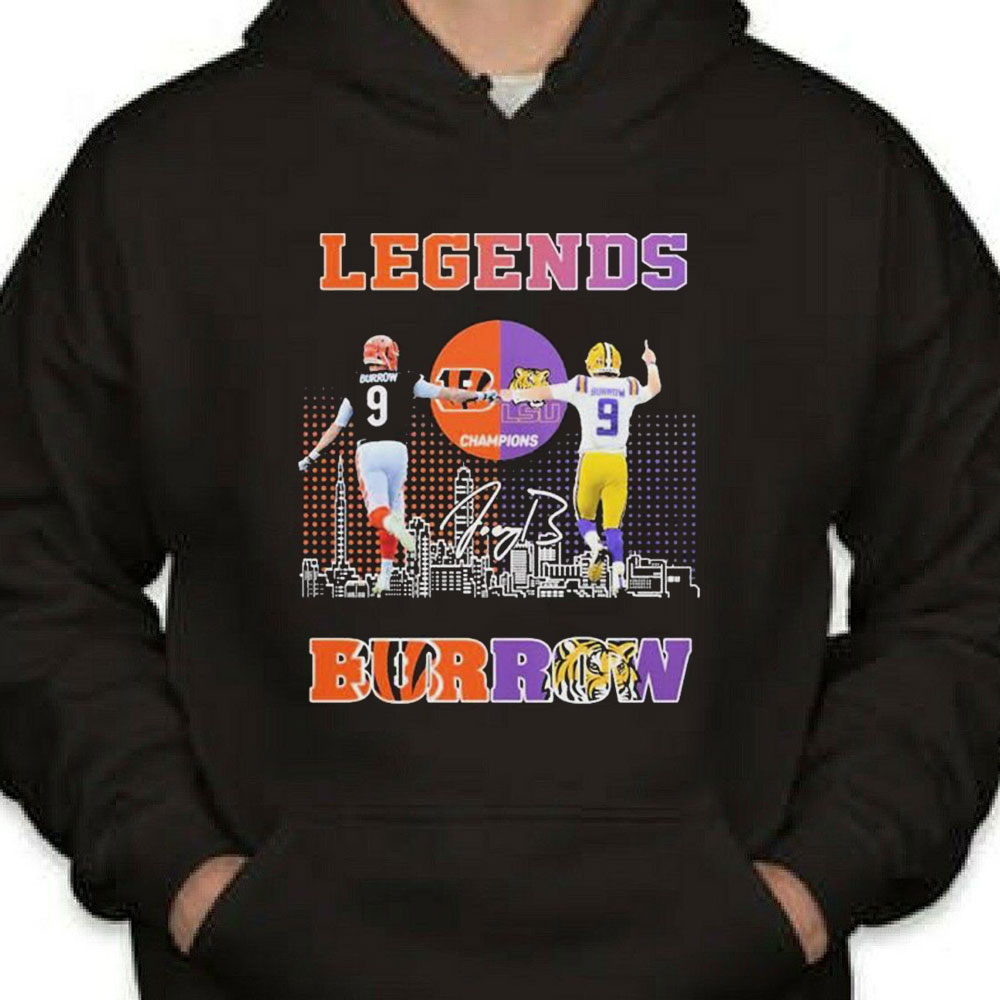 Joe Burrow Bengals And Lsu Tigers Legends Players Signatures Shirt  Longsleeve T-shirt