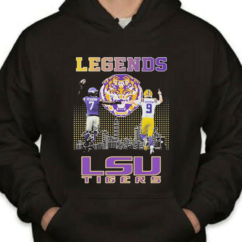 Legends Dave Peterson And Joe Burrow Lsu Tigers Signatures Shirt Longsleeve T-shirt