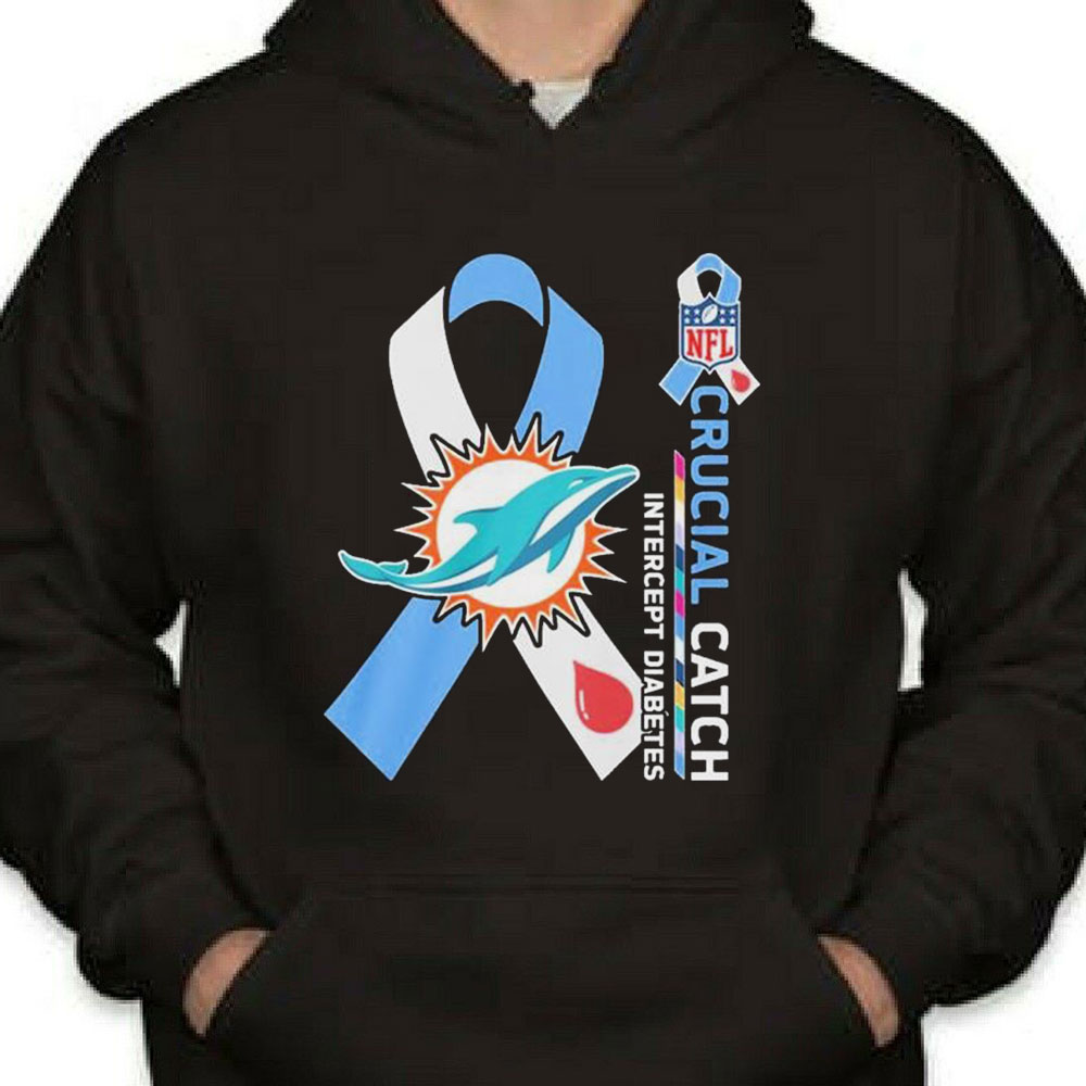 Nfl Miami Dolphins Crucial Catch Intercept Diabetes Shirt Longsleeve T-shirt