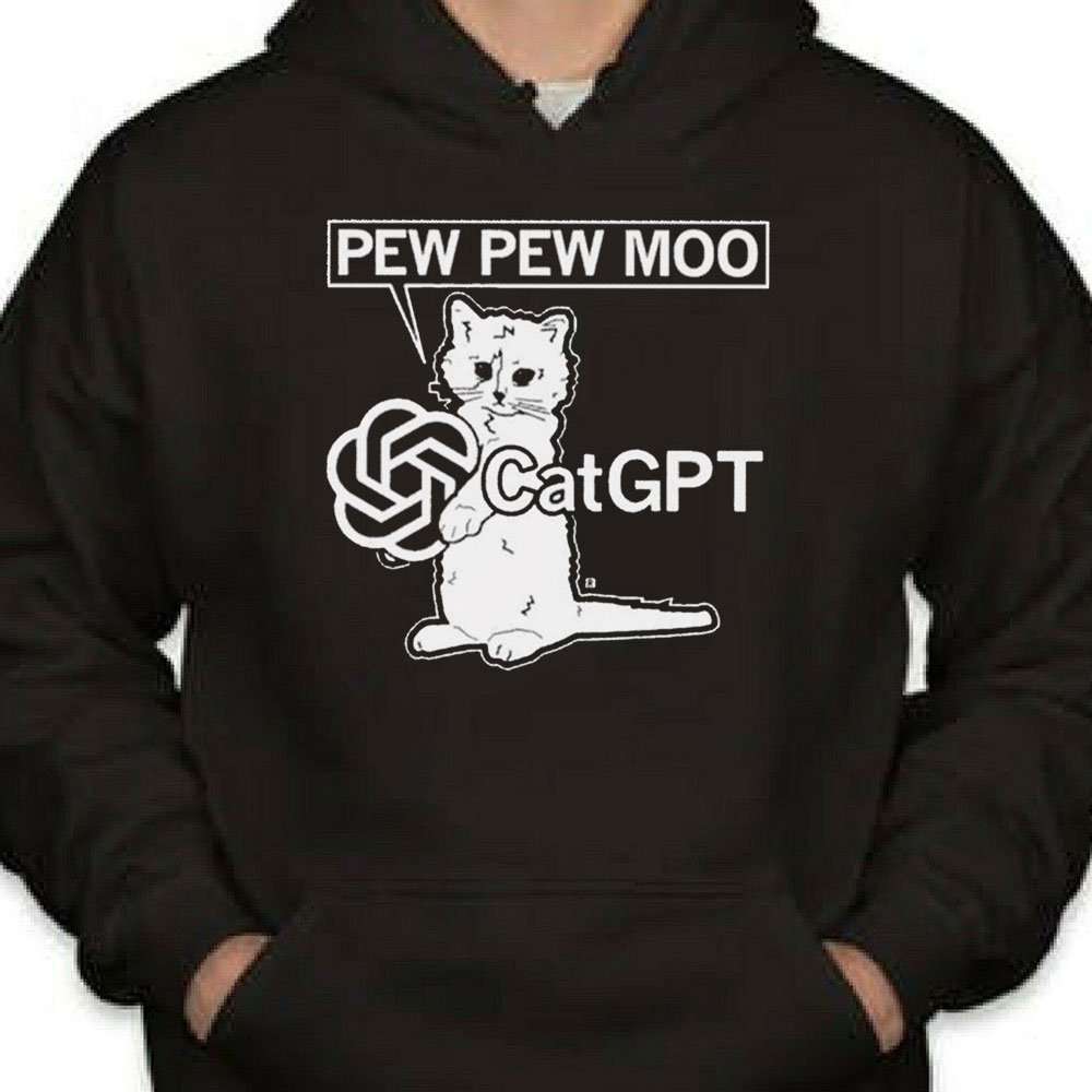 Pew Pew Moo Catgpt Art Shirt Longsleeve T-shirt