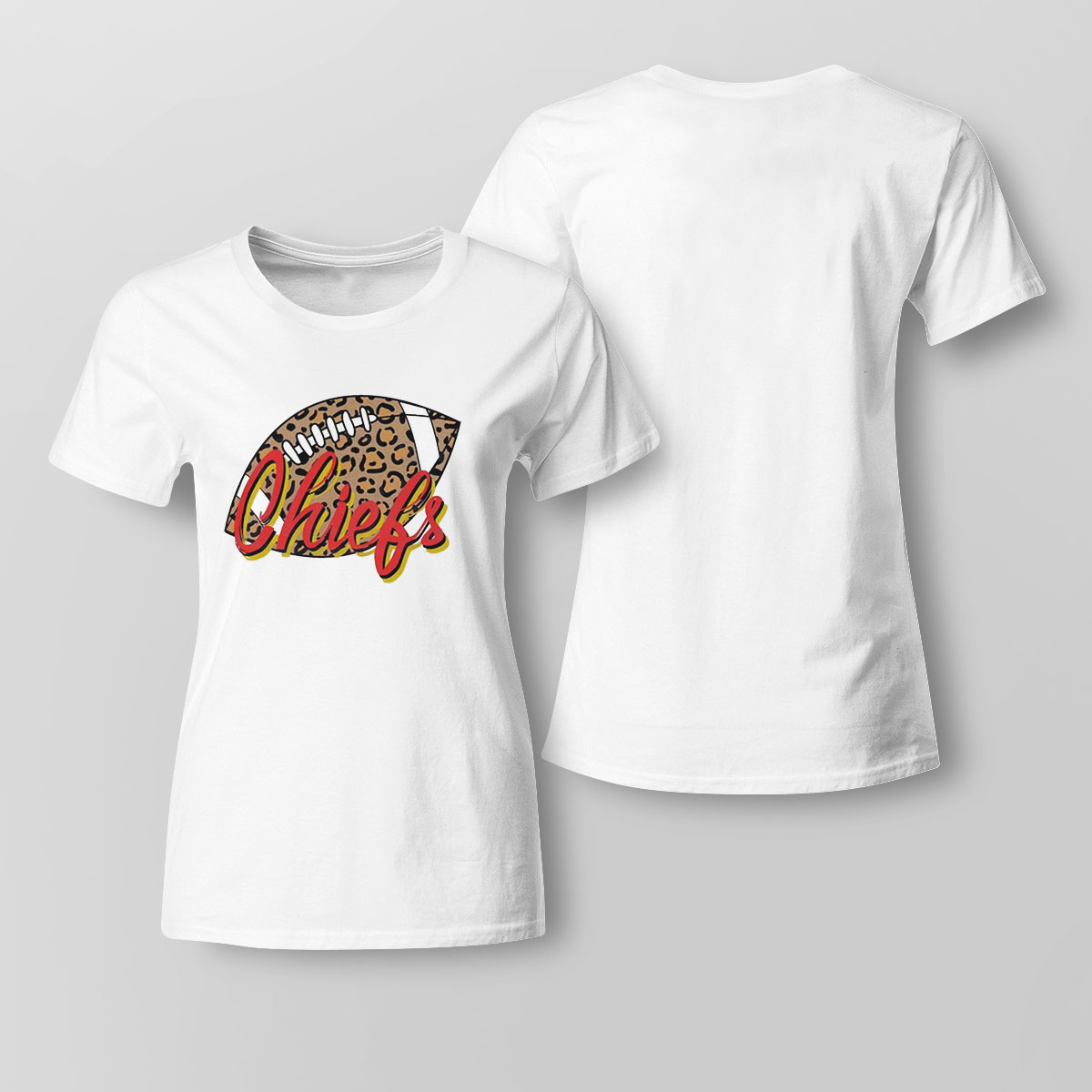 Chiefs Football Leopard Print Football Shirt Ladies Tee