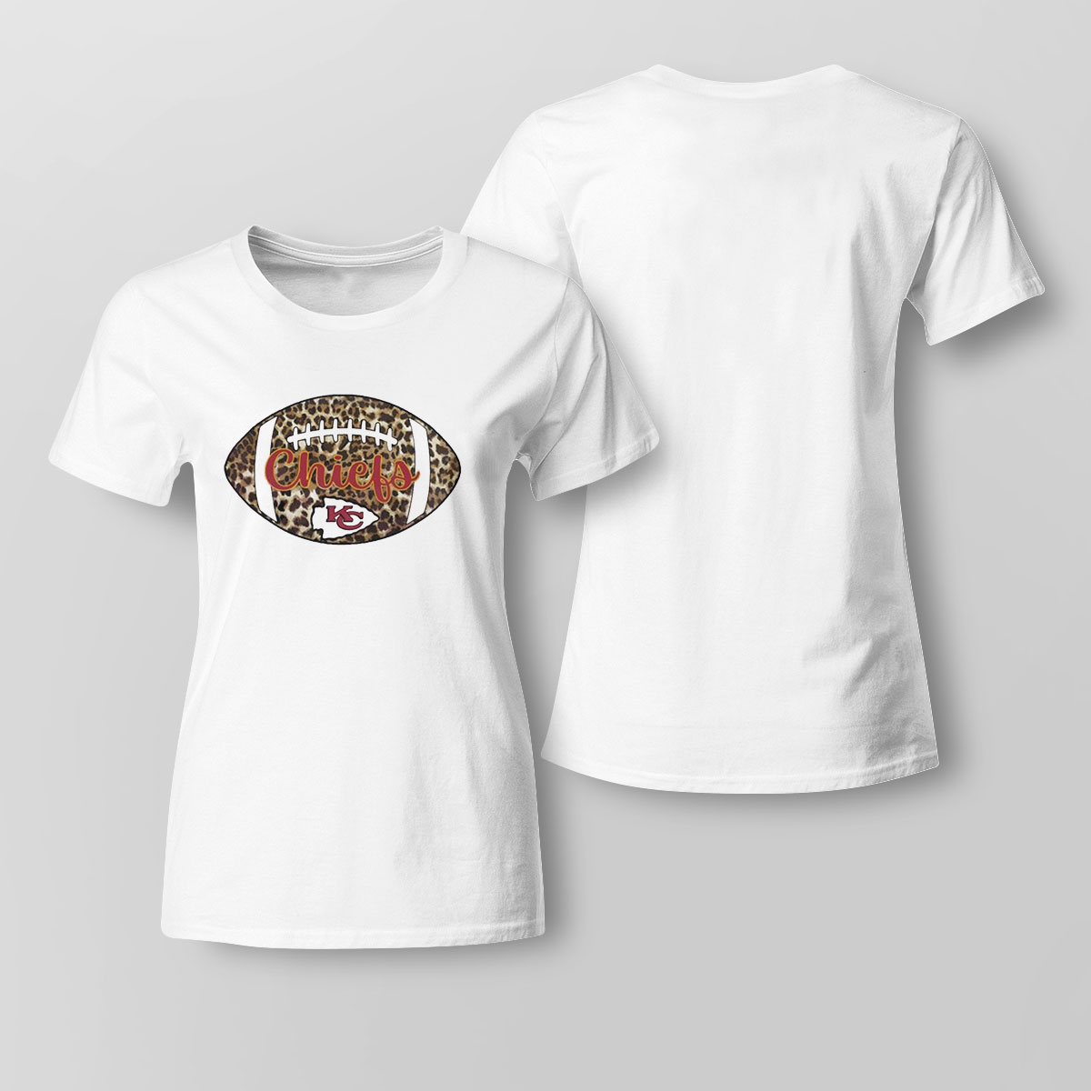 Kc Chiefs Leopard Print Football Shirt Ladies Tee