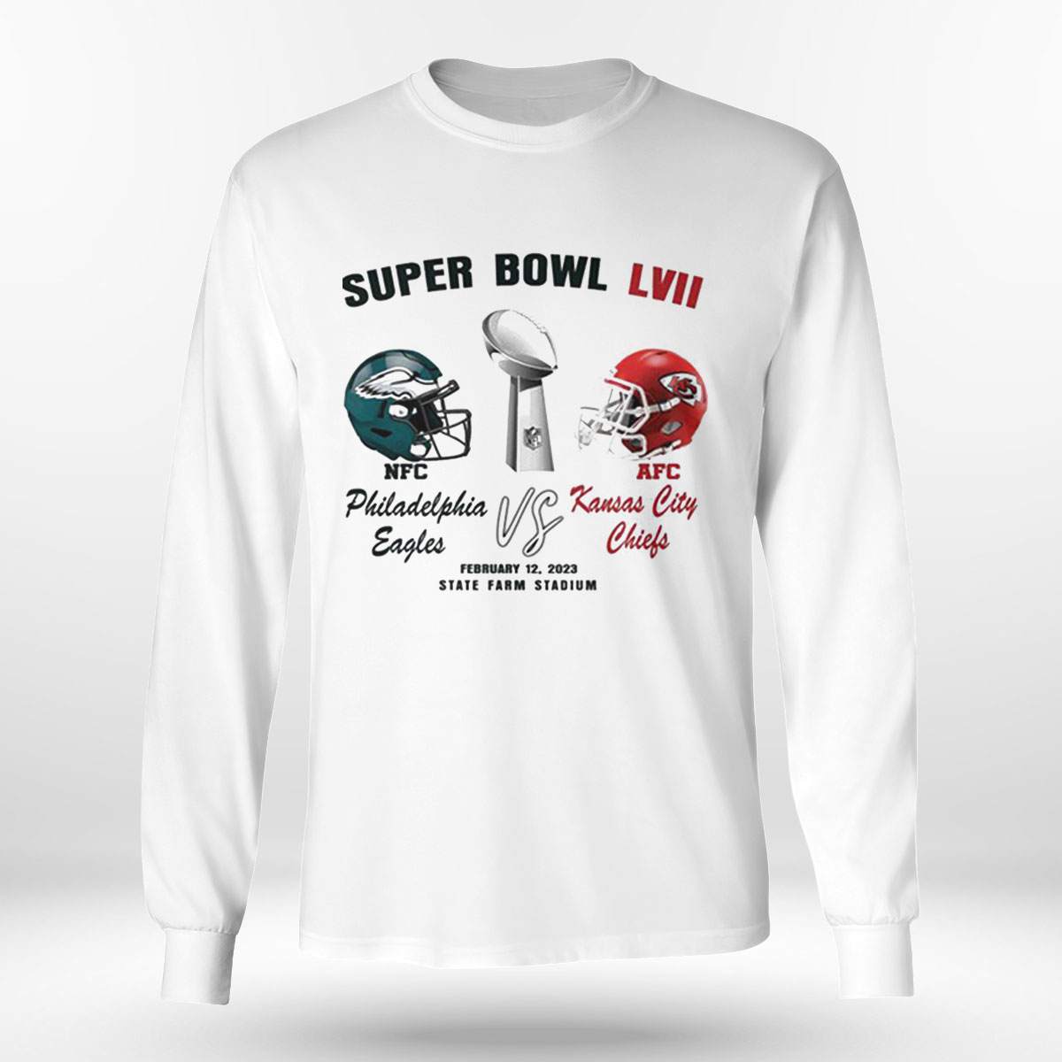 2023 Super Bowl Shirt Philadelphia Eagles VS Kansas City Chiefs T-Shirt  S-5XL