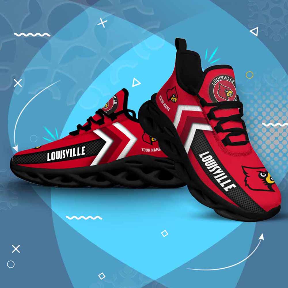 Personalize NCAA Louisville Cardinals White Red Max Soul Shoes