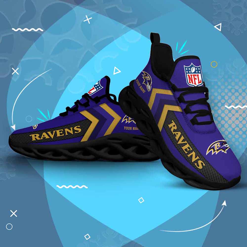 Nfl Baltimore Ravens Custom Name Max Soul Shoes Chunky Sneakers