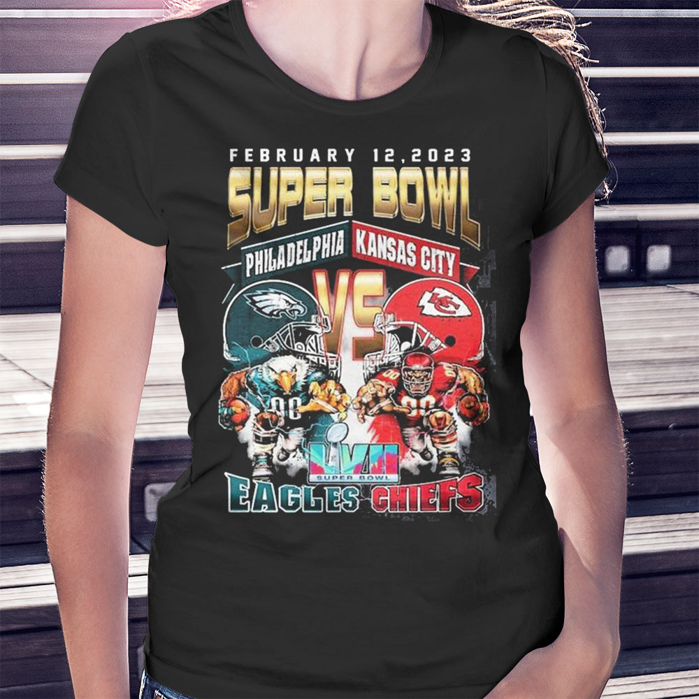 February 12 2023 Super Bowl Championship Philadelphia Eagles Vs Kansas City  Chiefs Shirt Longsleeve