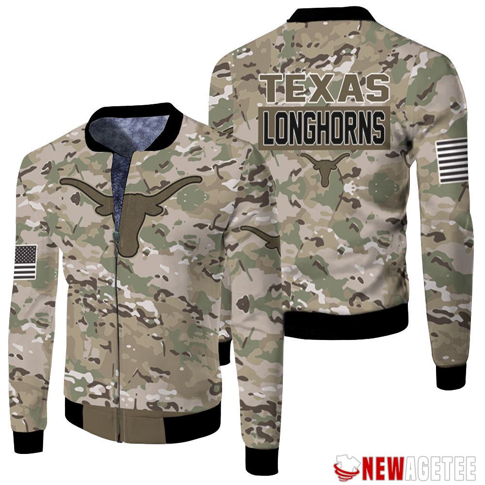 Texas Longhorns Camouflage Fleece Bomber Jacket