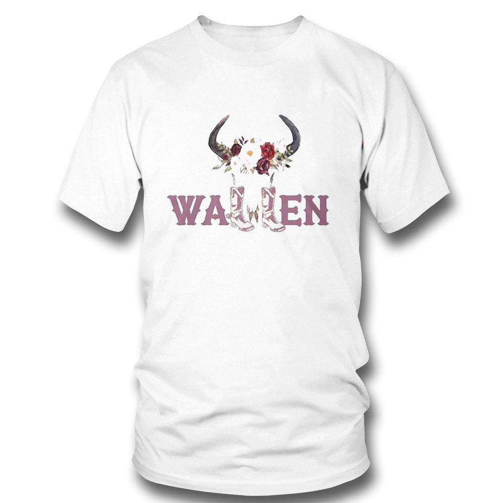 Wallen Western Cowboy Flower Bull Skull Shirt Ladies Tee