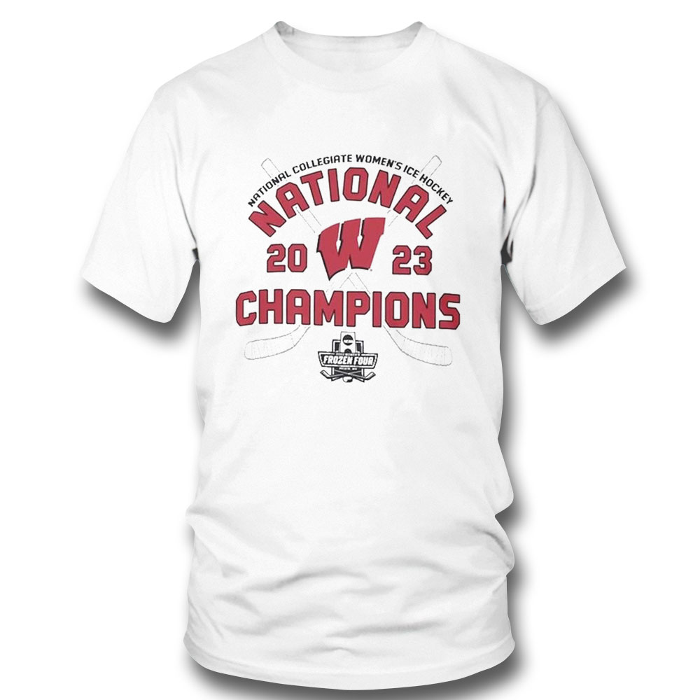 Wisconsin Badgers Blue 842023 Ncaa Frozen Four Womens Ice Hockey Tournament National Champions T-shirt