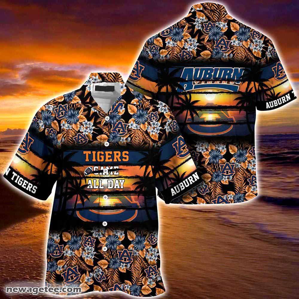 Auburn Tigers Summer Beach Hawaiian Shirt With Tropical Flower Pattern