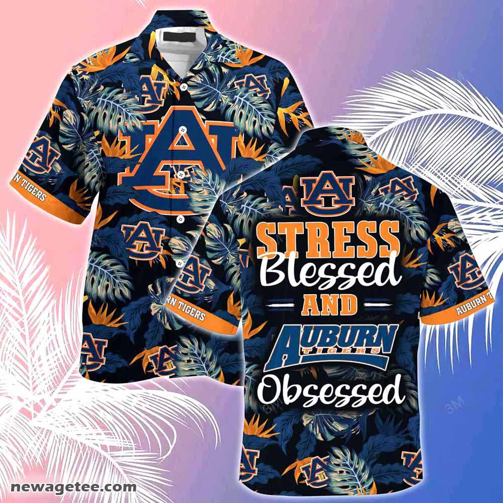 Auburn Tigers Summer Beach Hawaiian Shirt With Tropical Flower Pattern
