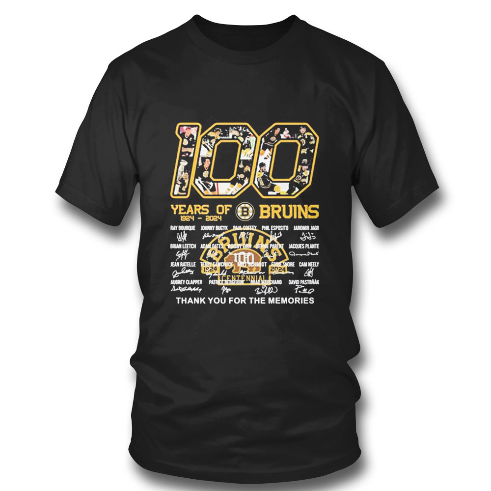 100 Years Of Boston Bruins 1924 2024 Thank You For The Memories Signatures Players T-shirt