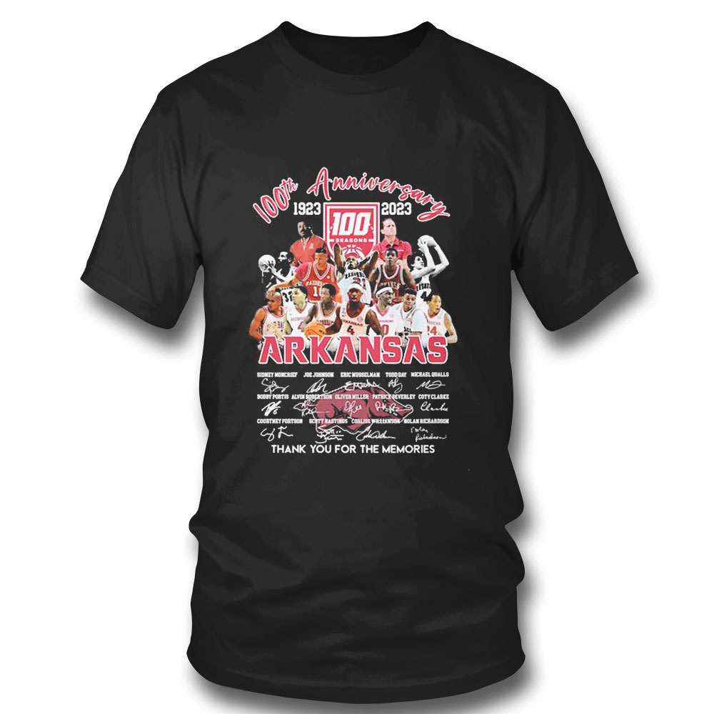 100th Anniversary 1923 2023 Arkansas Razorbacks Players Thanks You For The Memories Signature T-shirt