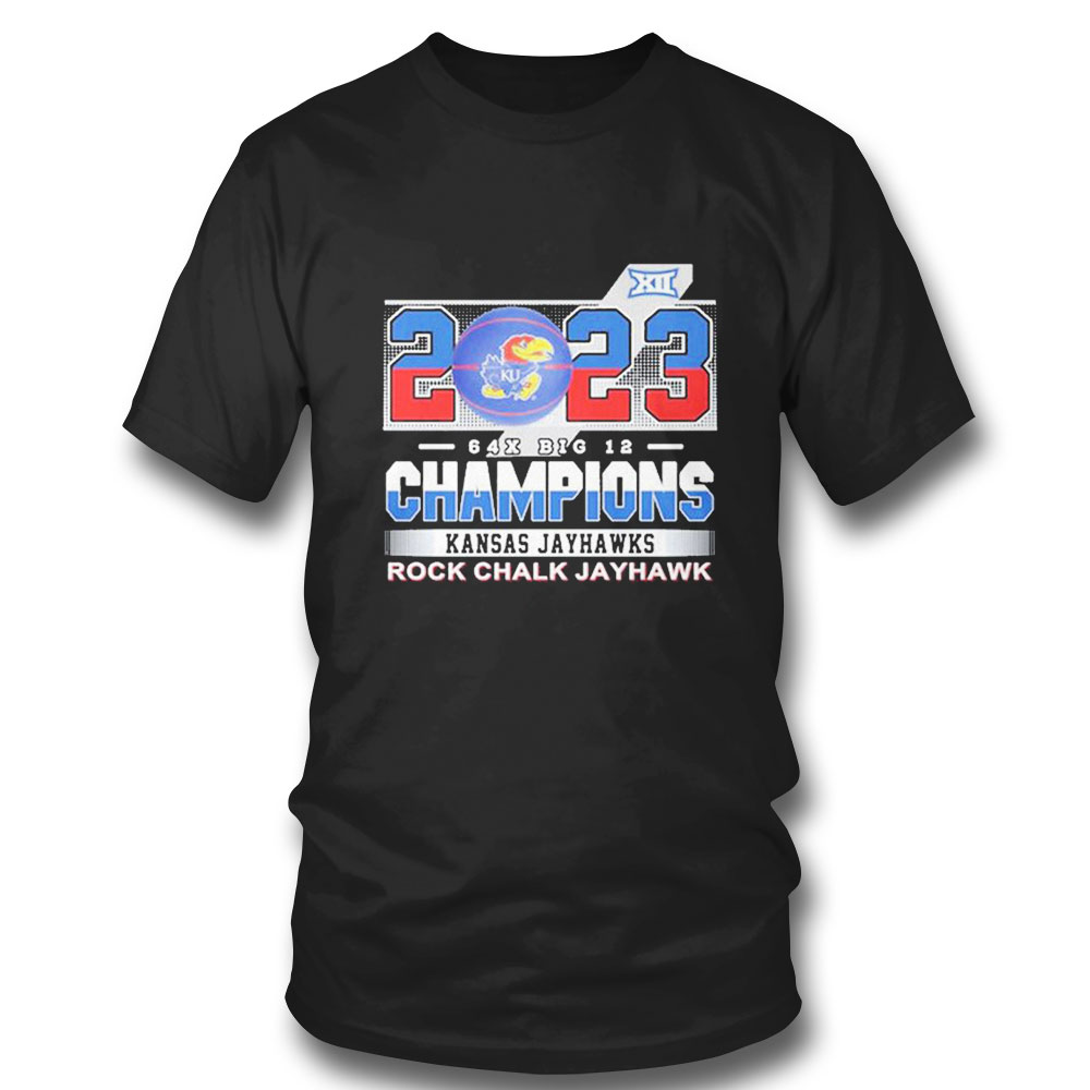 2023 64x Big 12 Champions Kansas Jayhawks Rock Chalk Jayhawk T-shirt