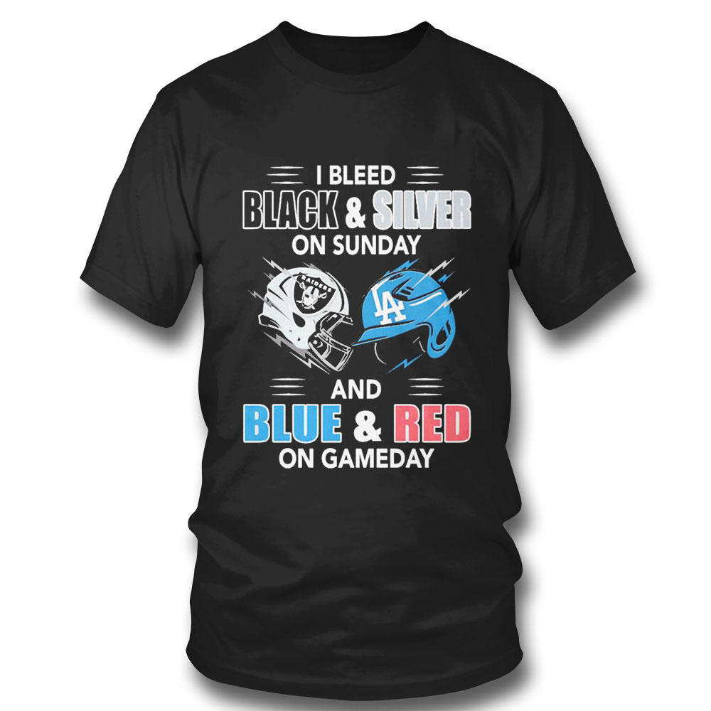 I Bleed Black Silver On Sunday Hat And Blue Red On Gameday T-shirt