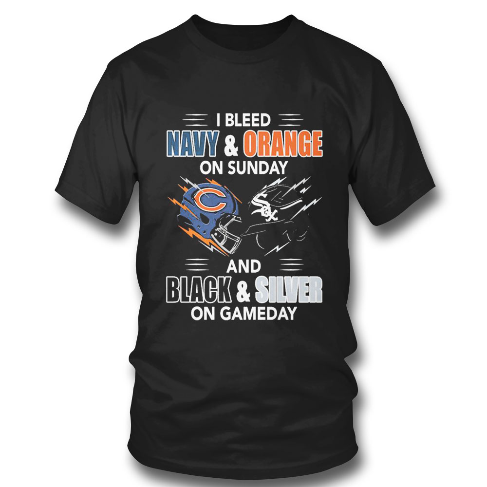 I Bleed Navy Orange On Sunday Hat And Black Silver On Gameday T-shirt