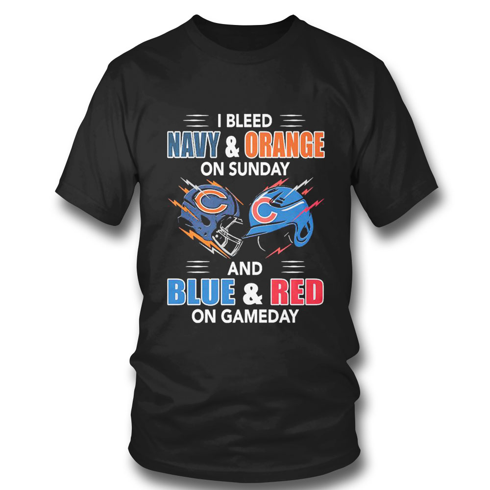 I Bleed Navy Orange On Sunday Hat And Blue Red On Gameday T-shirt