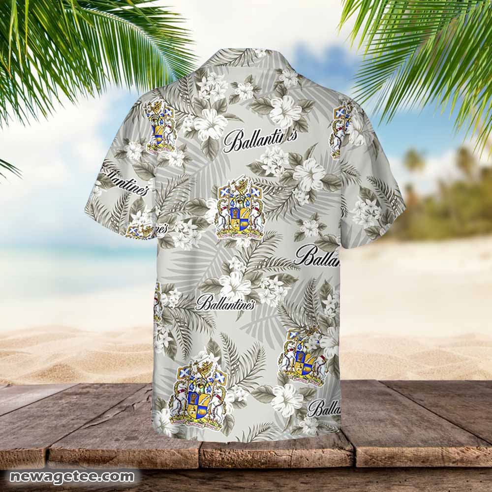 Ballantines Hawaiian Button Up Shirt Flowers Pattern Loves