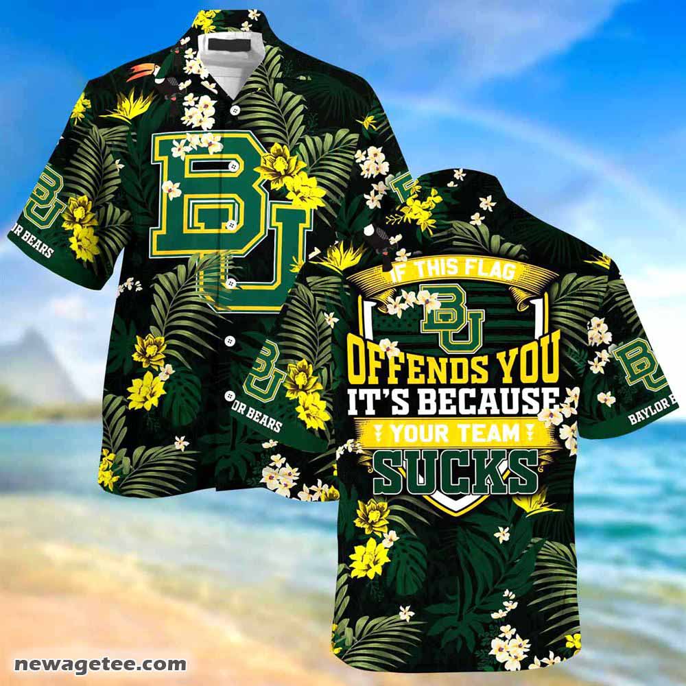 Baylor Bears Summer Beach Hawaiian Shirt With Tropical Flower Pattern