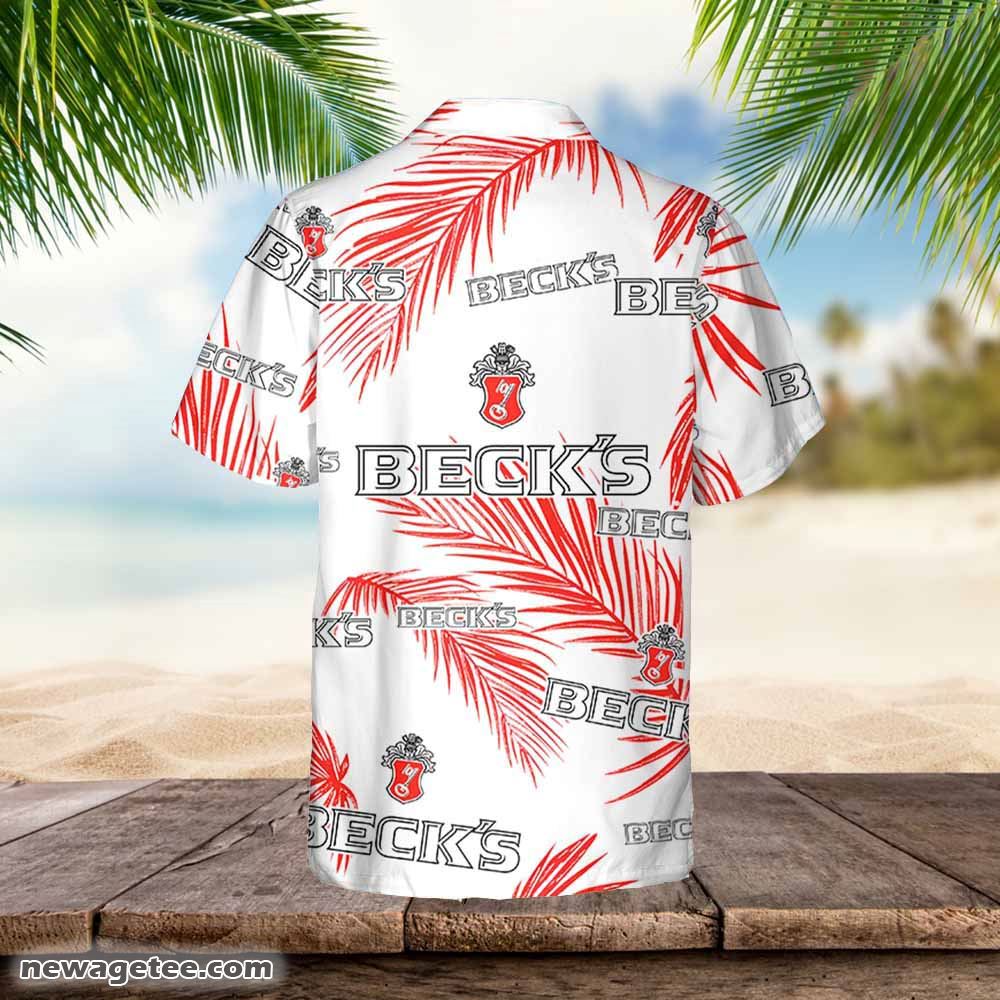 Beck’s Beer Hawaiian Palm Leaves Pattern Shirt Beer