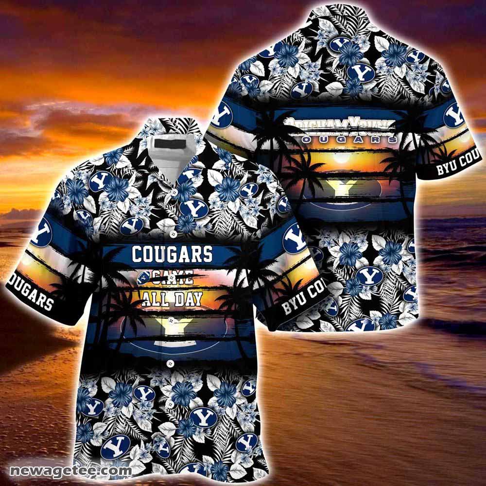 Byu Cougars Summer Beach Hawaiian Shirt Hibiscus Pattern For Sports Fan