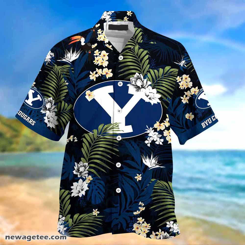 Byu Cougars Summer Beach Hawaiian Shirt With Tropical Patterns