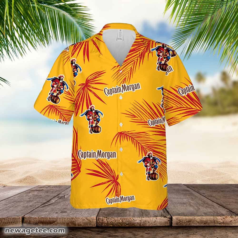 Captain Morgan Hawaiian Flowers Pattern Shirt Hawaiian Beer