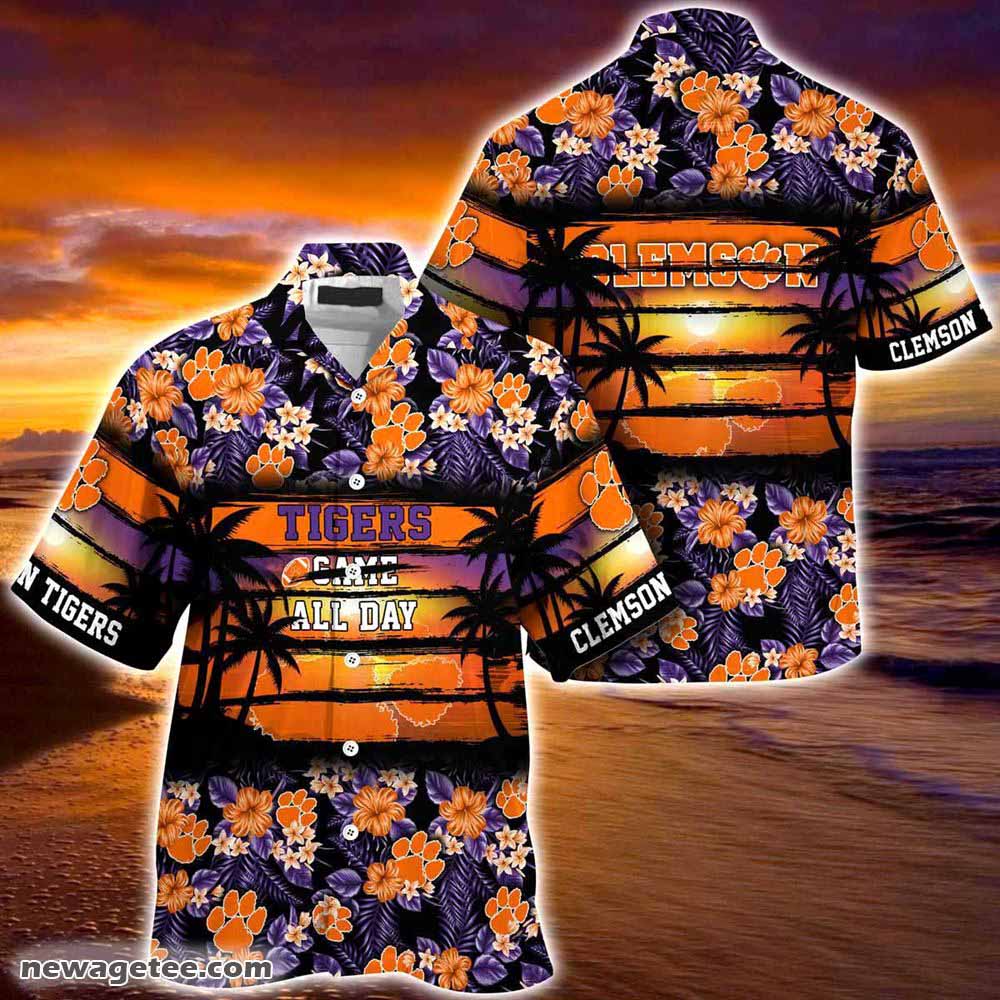 Clemson Tigers Summer Beach Hawaiian Shirt Stress Blessed Obsessed