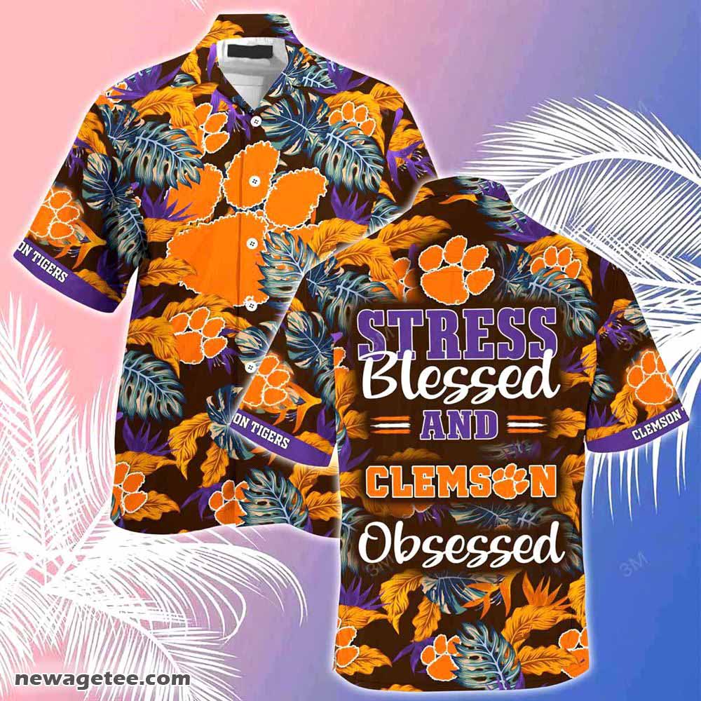 Clemson Tigers Summer Beach Hawaiian Shirt Hibiscus Pattern For Sports Fan